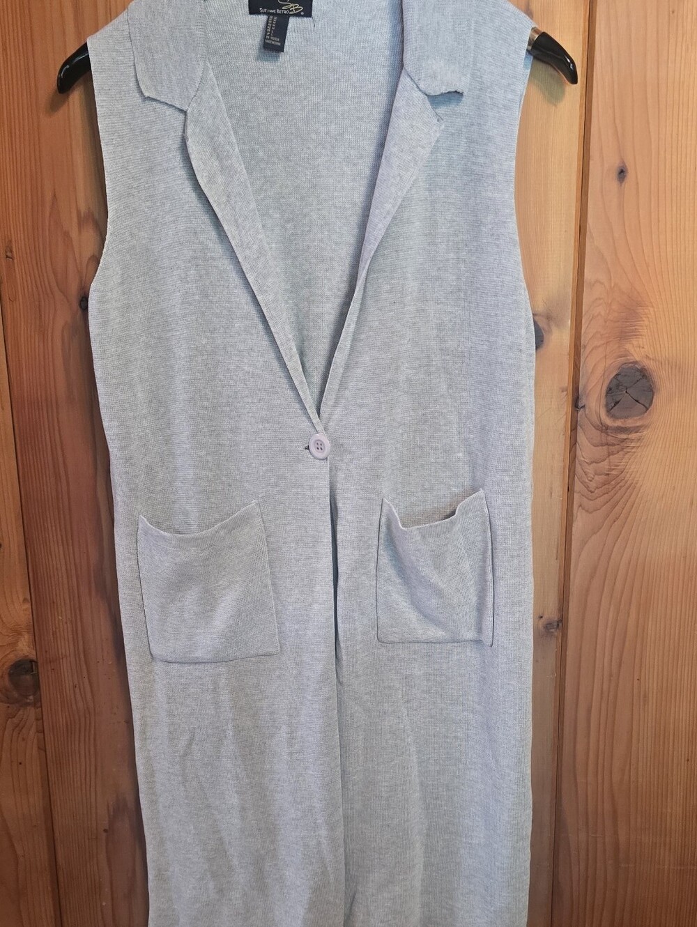 Sleeveless Knit Long Vest - Gray‎